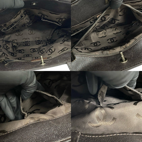 CHANEL Shoulder Bag Matt caviar skin Brown