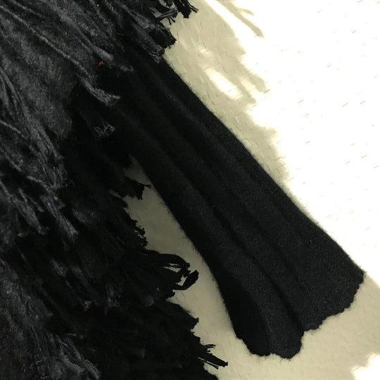 DOLCE&GABBANA poncho F0O02T FU3L2 cashmere black apparel Turtleneck fringe Women 36 Used Authentic