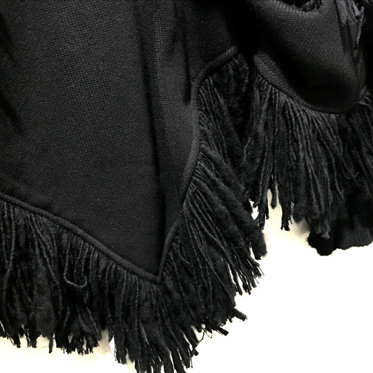 DOLCE&GABBANA poncho F0O02T FU3L2 cashmere black apparel Turtleneck fringe Women 36 Used Authentic
