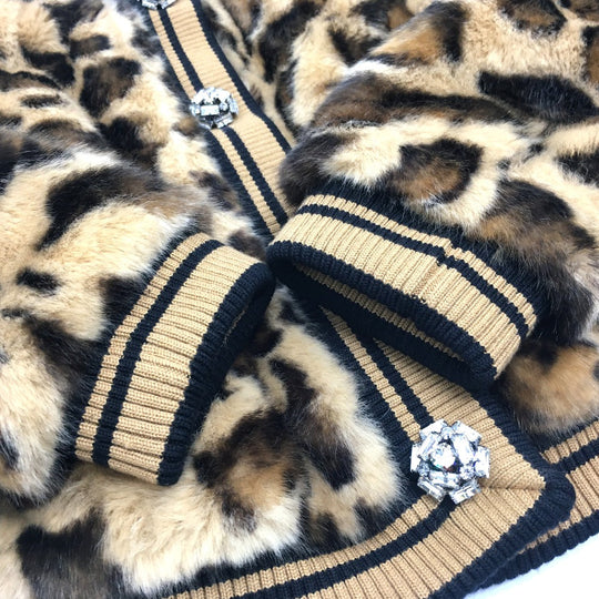 DOLCE&GABBANA Blouson F28JLZ Acrylic, Acrylic type, Polyester Brown leopard top outerwear Fake fur Women 36 Used Authentic