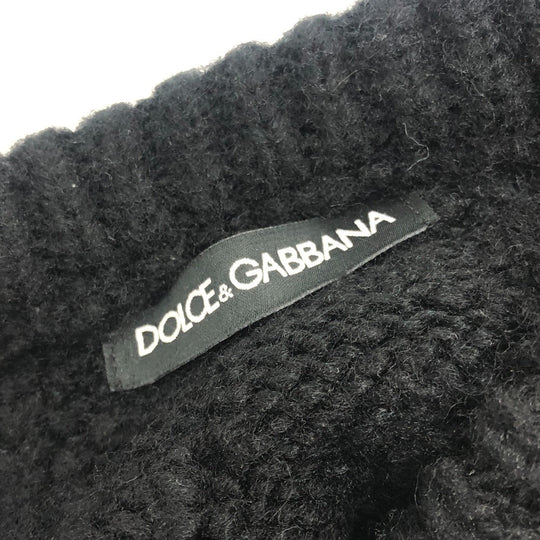 DOLCE&GABBANA sweater wool black Cable knit patent leather Women Used Authentic