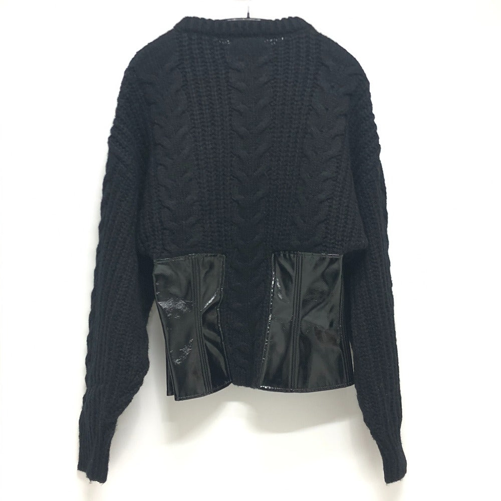DOLCE&GABBANA sweater wool black Cable knit patent leather Women Used Authentic