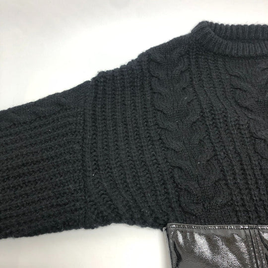 DOLCE&GABBANA sweater wool black Cable knit patent leather Women Used Authentic
