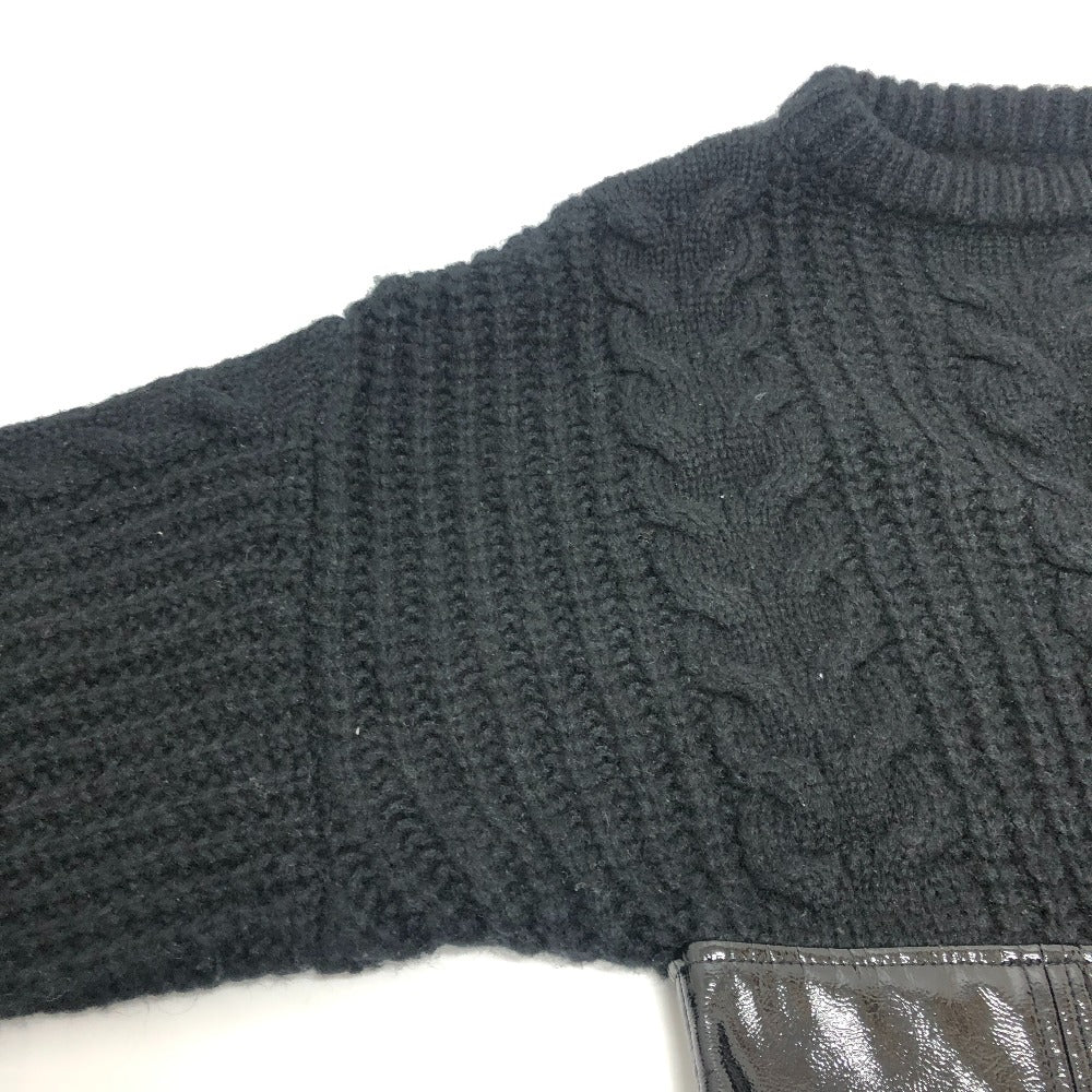 DOLCE&GABBANA sweater wool black Cable knit patent leather Women Used Authentic