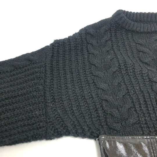 DOLCE&GABBANA sweater wool black Cable knit patent leather Women Used Authentic