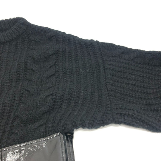 DOLCE&GABBANA sweater wool black Cable knit patent leather Women Used Authentic