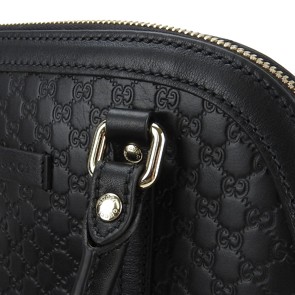 GUCCI Handbag 449654 leather black Micro Guccisima Women Used Authentic
