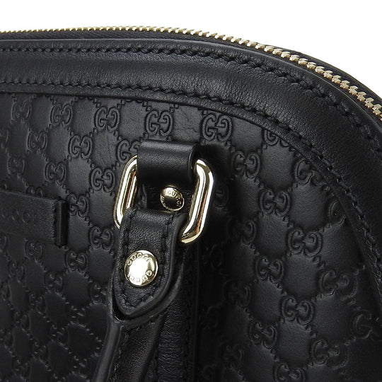 GUCCI Handbag 449654 leather black Micro Guccisima Women Used Authentic