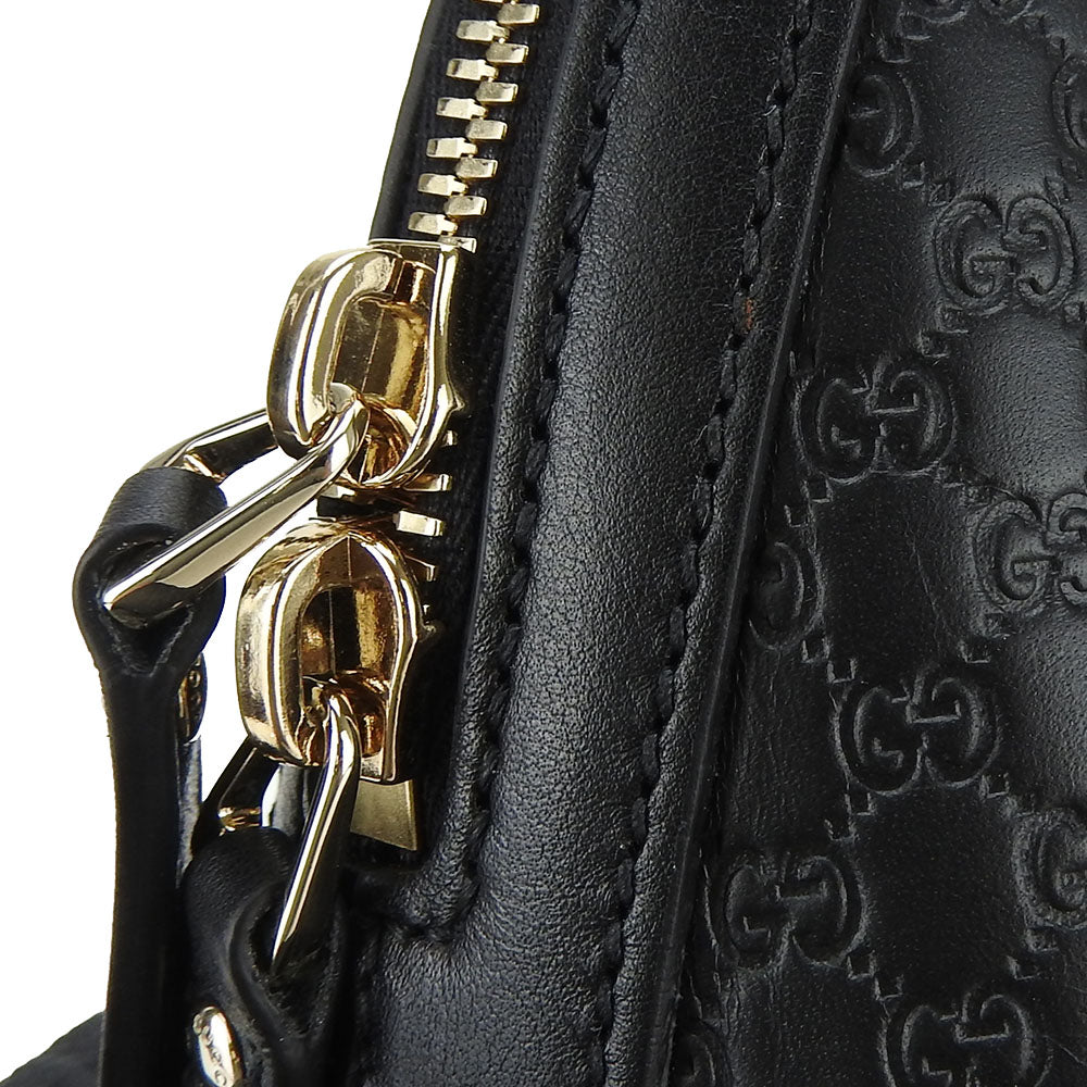 GUCCI Handbag 449654 leather black Micro Guccisima Women Used Authentic