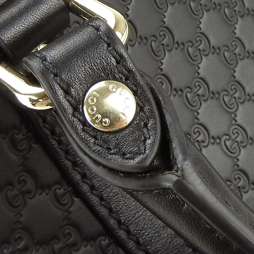 GUCCI Handbag 449654 leather black Micro Guccisima Women Used Authentic