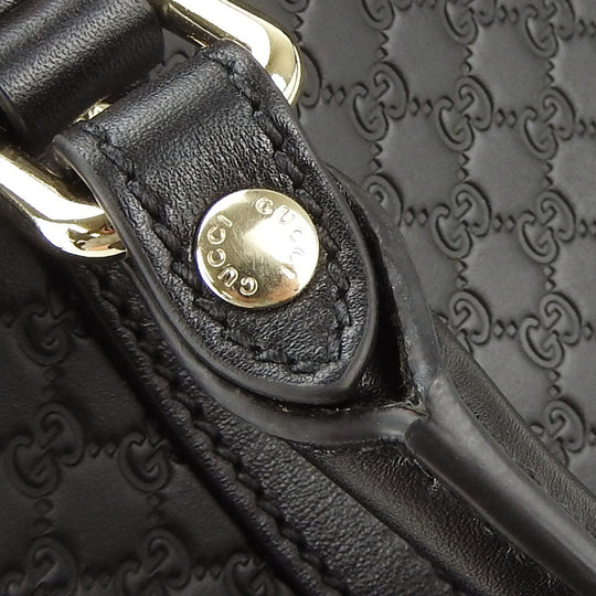 GUCCI Handbag 449654 leather black Micro Guccisima Women Used Authentic