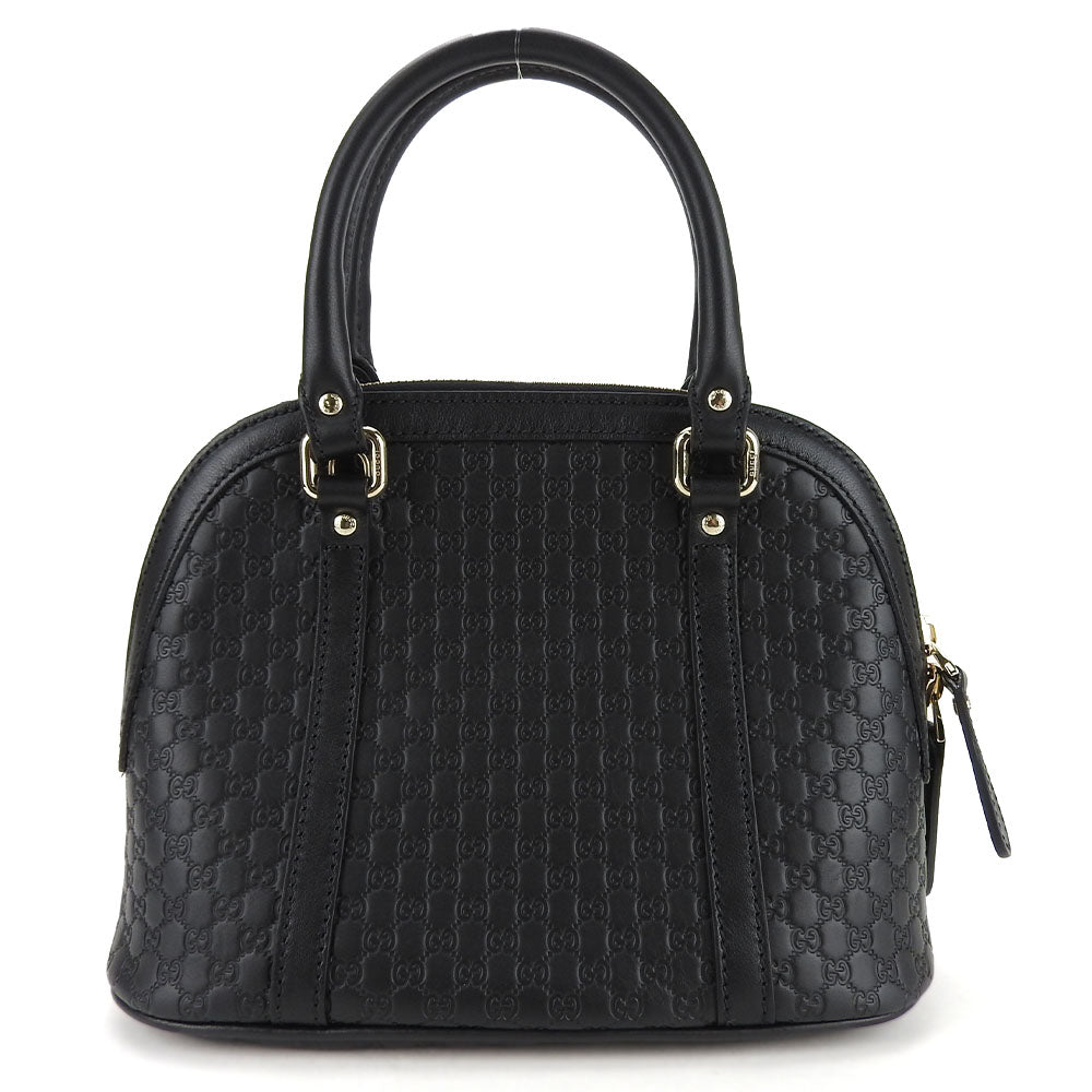GUCCI Handbag 449654 leather black Micro Guccisima Women Used Authentic