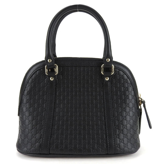 GUCCI Handbag 449654 leather black Micro Guccisima Women Used Authentic