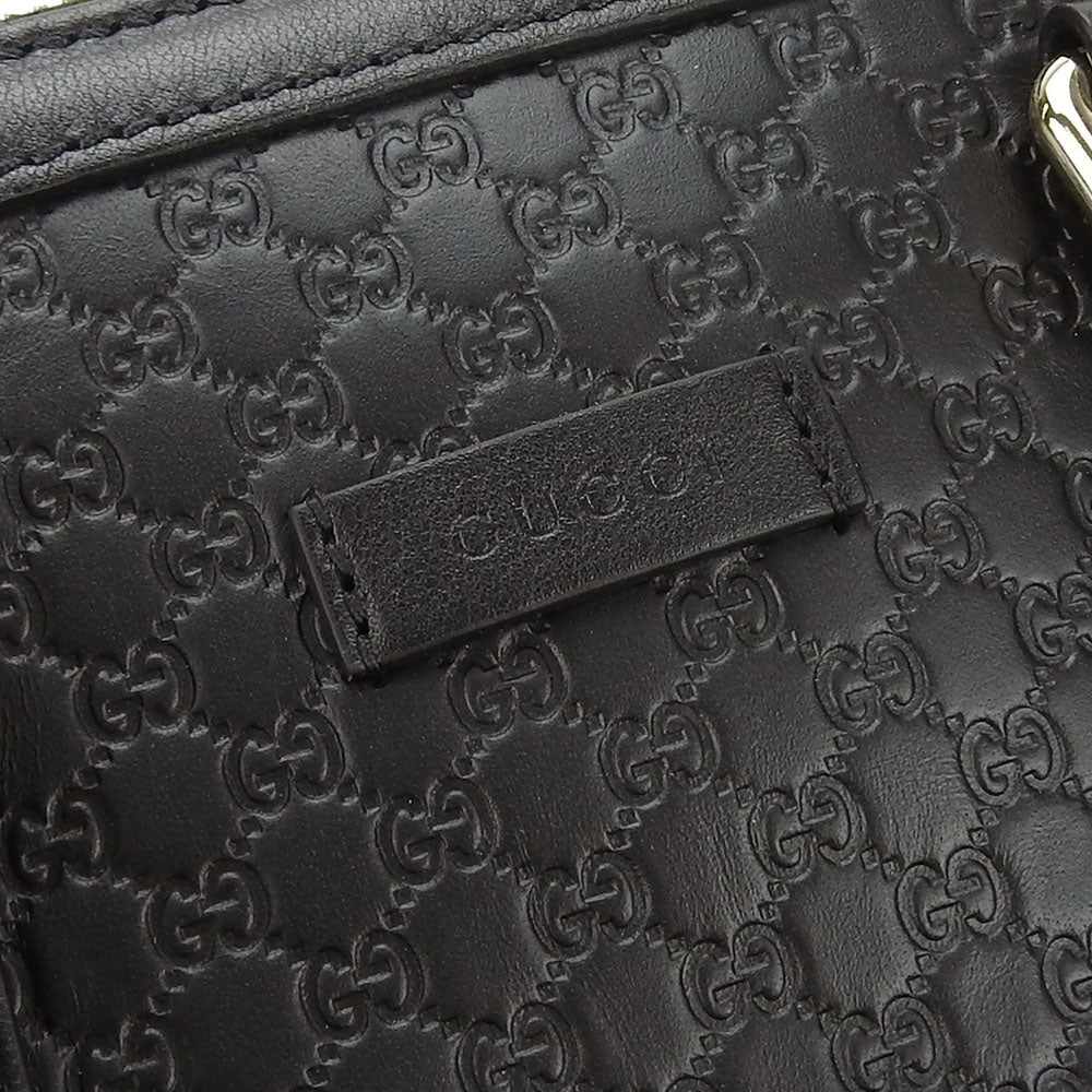 GUCCI Handbag 449654 leather black Micro Guccisima Women Used Authentic