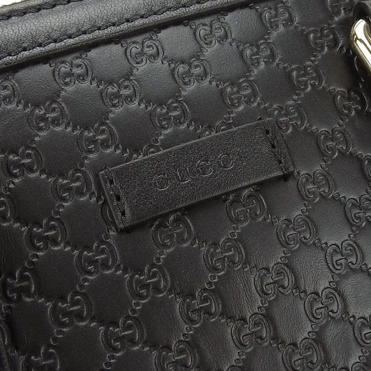 GUCCI Handbag 449654 leather black Micro Guccisima Women Used Authentic