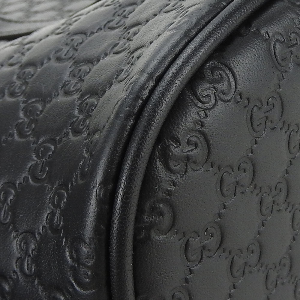 GUCCI Handbag 449654 leather black Micro Guccisima Women Used Authentic
