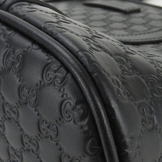 GUCCI Handbag 449654 leather black Micro Guccisima Women Used Authentic