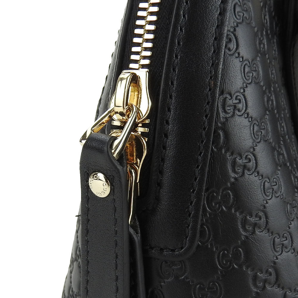 GUCCI Handbag 449654 leather black Micro Guccisima Women Used Authentic