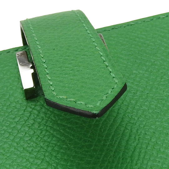 HERMES Long Wallet Purse Epsom Bamboo Beansufla Women Used Authentic