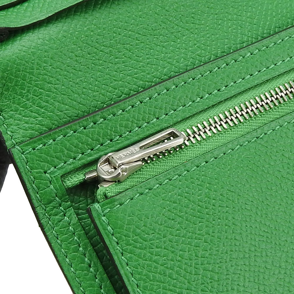 HERMES Long Wallet Purse Epsom Bamboo Beansufla Women Used Authentic