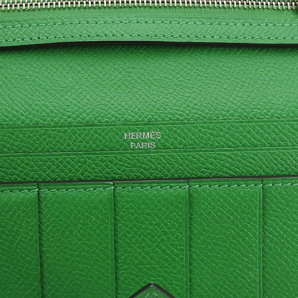 HERMES Long Wallet Purse Epsom Bamboo Beansufla Women Used Authentic