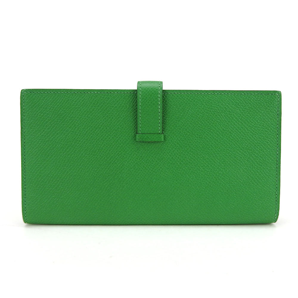 HERMES Long Wallet Purse Epsom Bamboo Beansufla Women Used Authentic
