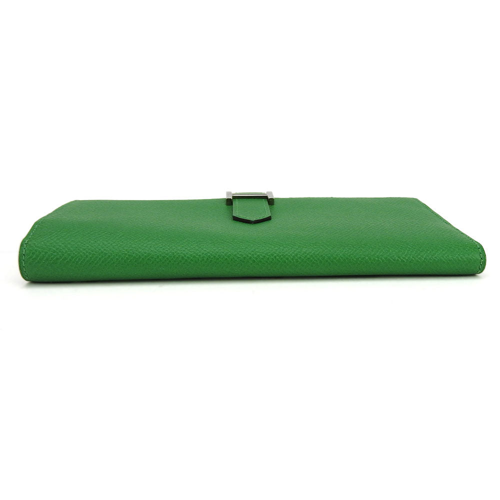 HERMES Long Wallet Purse Epsom Bamboo Beansufla Women Used Authentic
