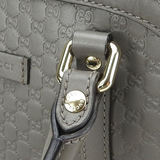 GUCCI Handbag 449654 leather gray Micro Guccisima Women Used Authentic