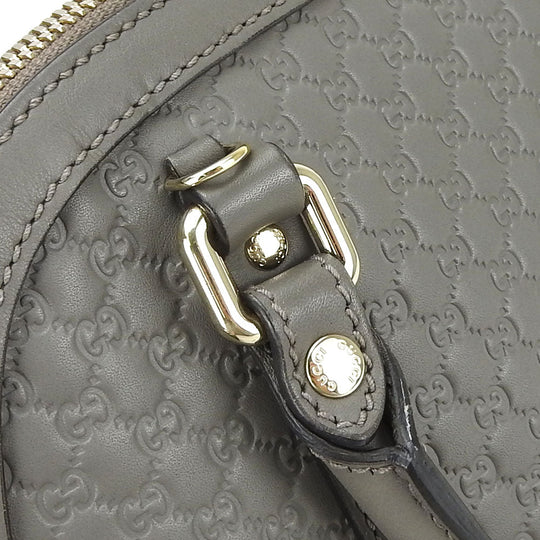 GUCCI Handbag 449654 leather gray Micro Guccisima Women Used Authentic