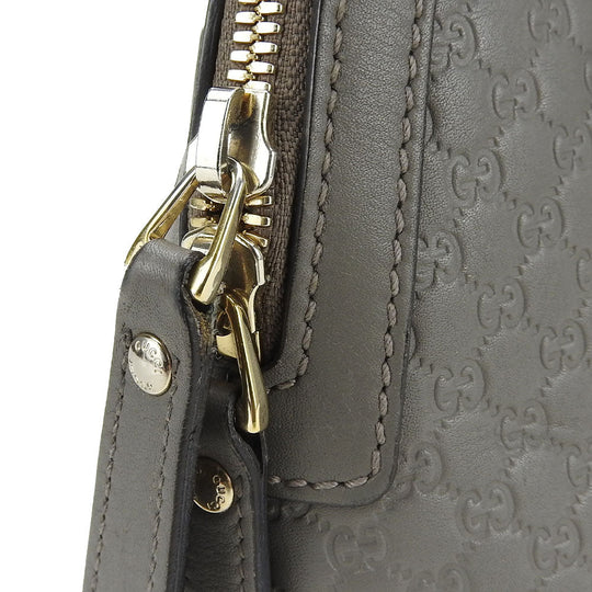 GUCCI Handbag 449654 leather gray Micro Guccisima Women Used Authentic