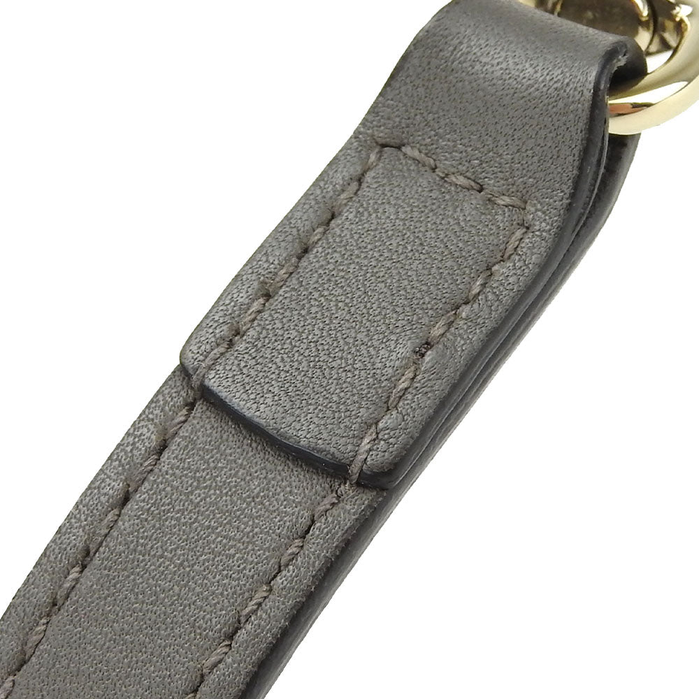 GUCCI Handbag 449654 leather gray Micro Guccisima Women Used Authentic