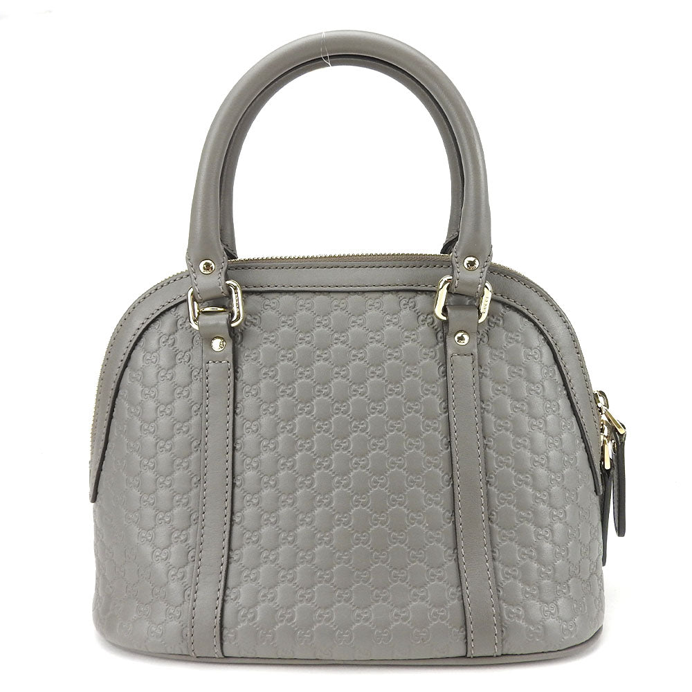 GUCCI Handbag 449654 leather gray Micro Guccisima Women Used Authentic