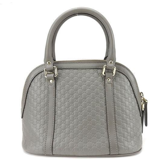 GUCCI Handbag 449654 leather gray Micro Guccisima Women Used Authentic