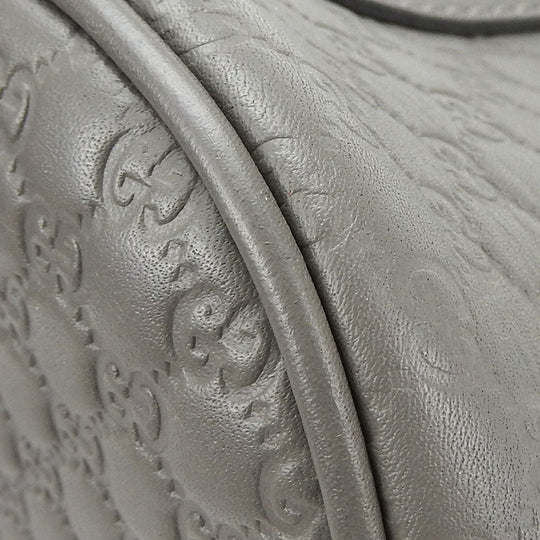 GUCCI Handbag 449654 leather gray Micro Guccisima Women Used Authentic
