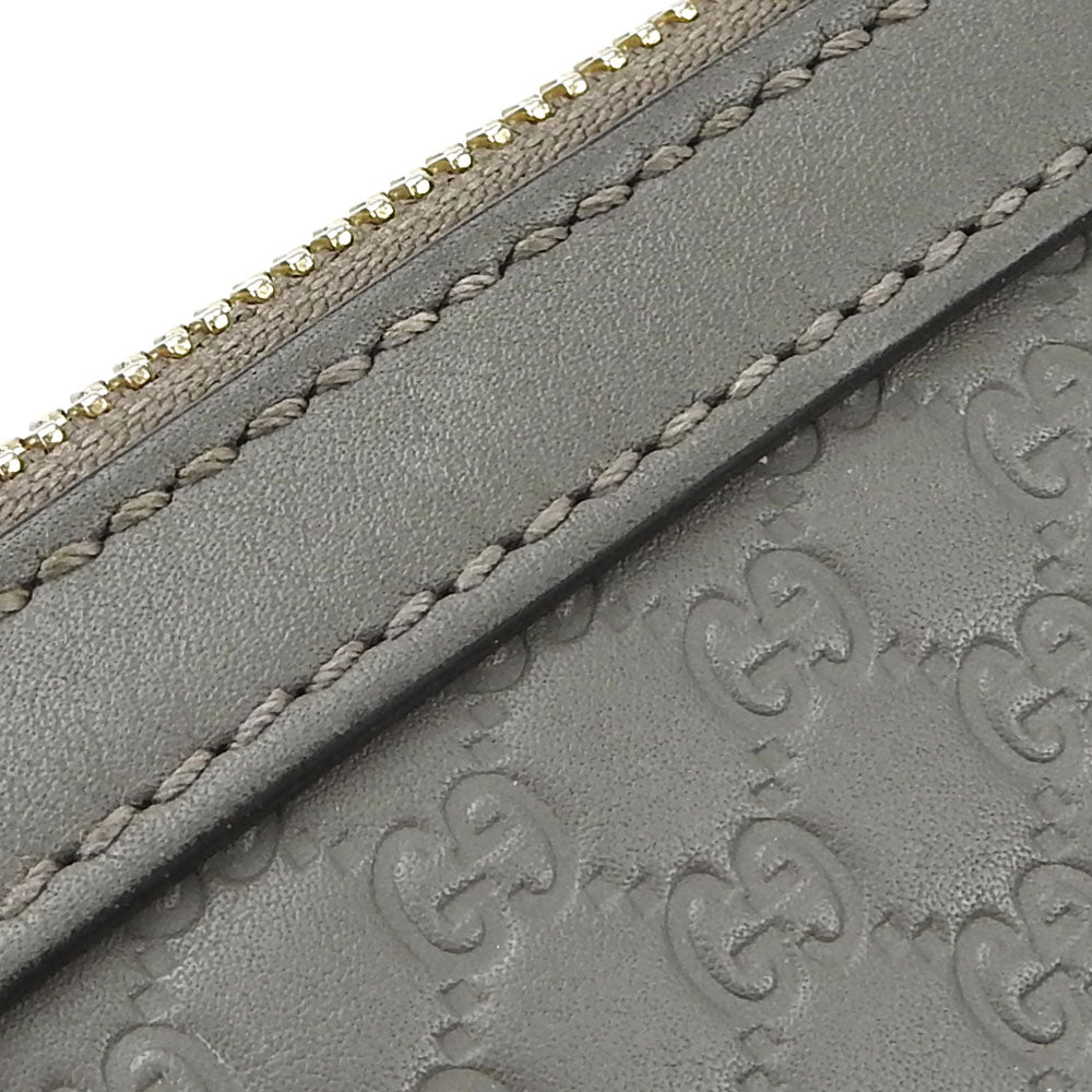 GUCCI Handbag 449654 leather gray Micro Guccisima Women Used Authentic