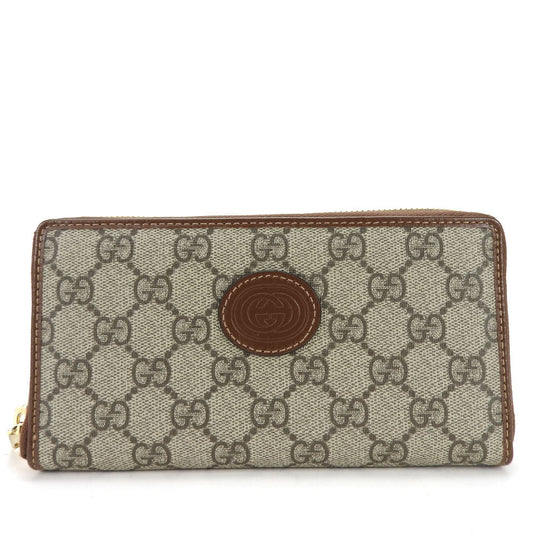 GUCCI Long Wallet Purse 673003 GG Supreme Canvas beige Interlocking G Women Used Authentic