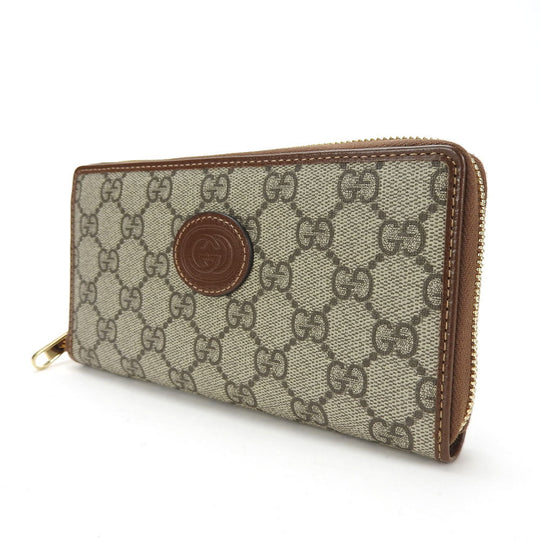 GUCCI Long Wallet Purse 673003 GG Supreme Canvas beige Interlocking G Women Used Authentic