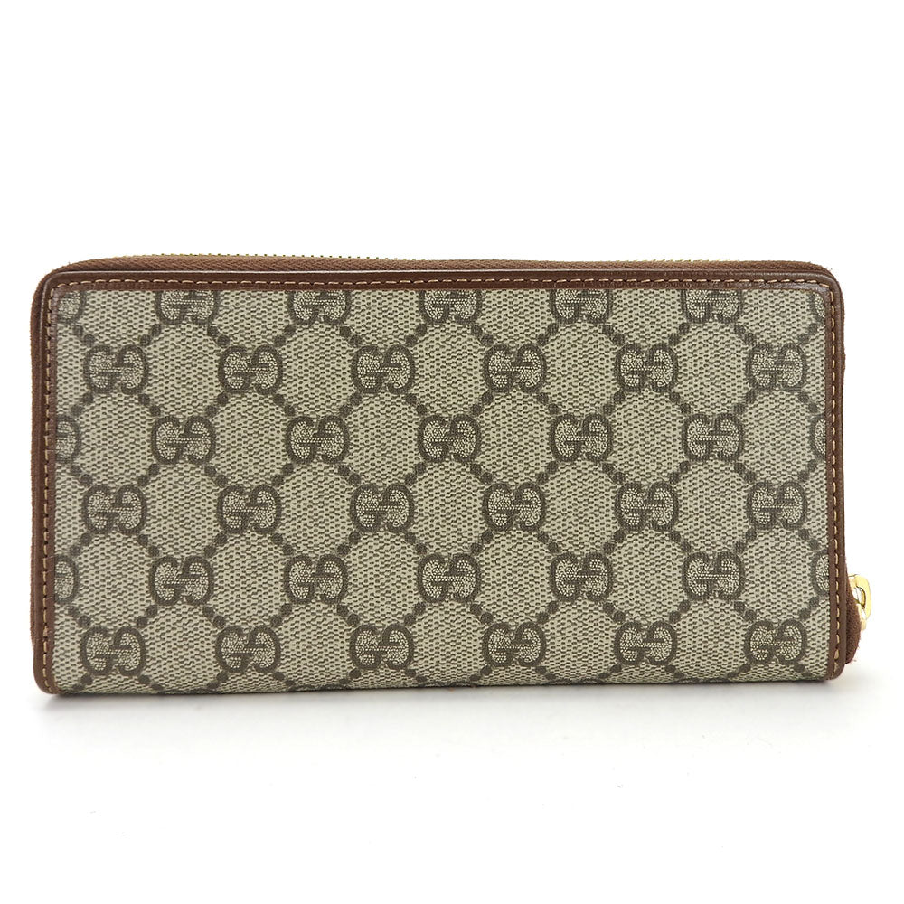 GUCCI Long Wallet Purse 673003 GG Supreme Canvas beige Interlocking G Women Used Authentic