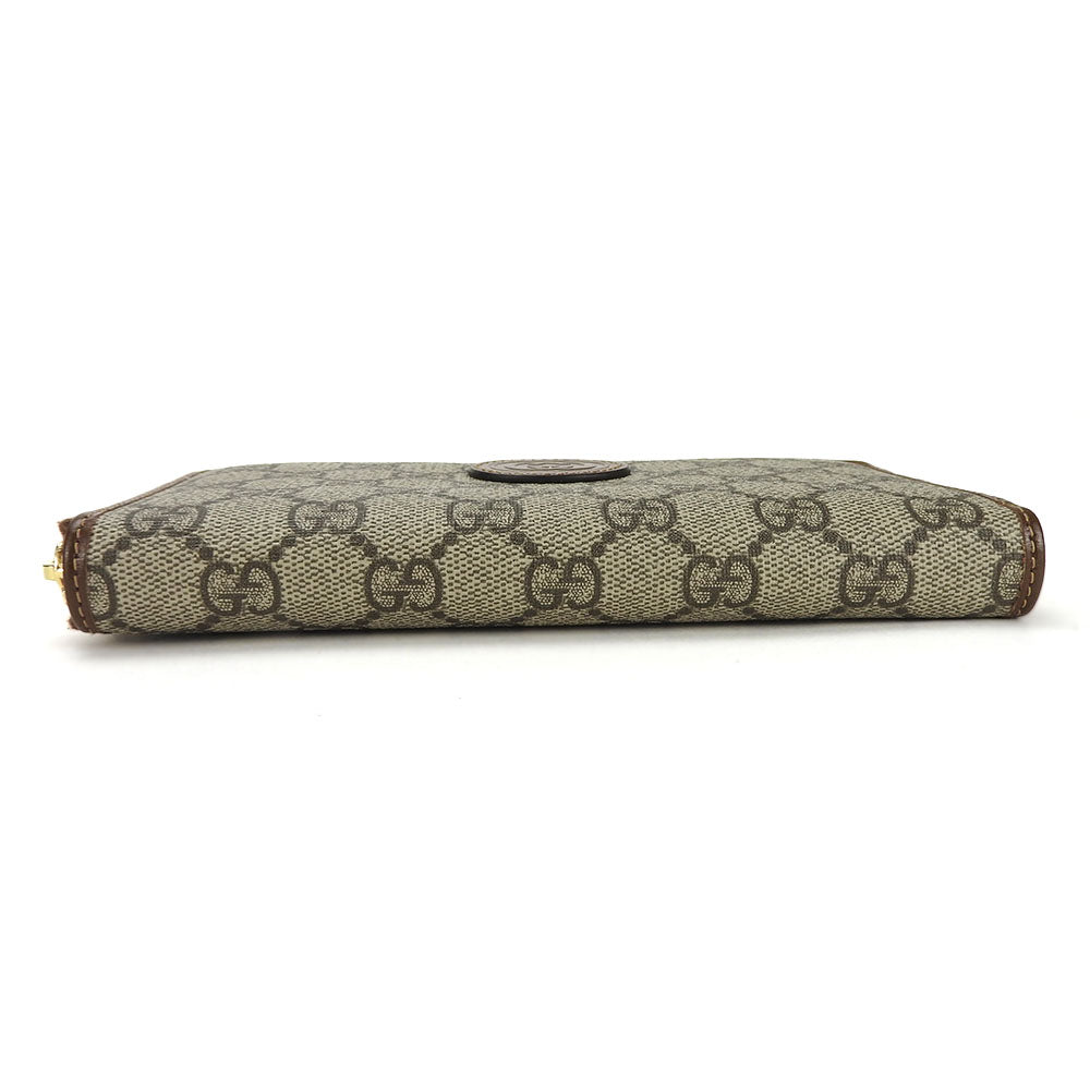 GUCCI Long Wallet Purse 673003 GG Supreme Canvas beige Interlocking G Women Used Authentic