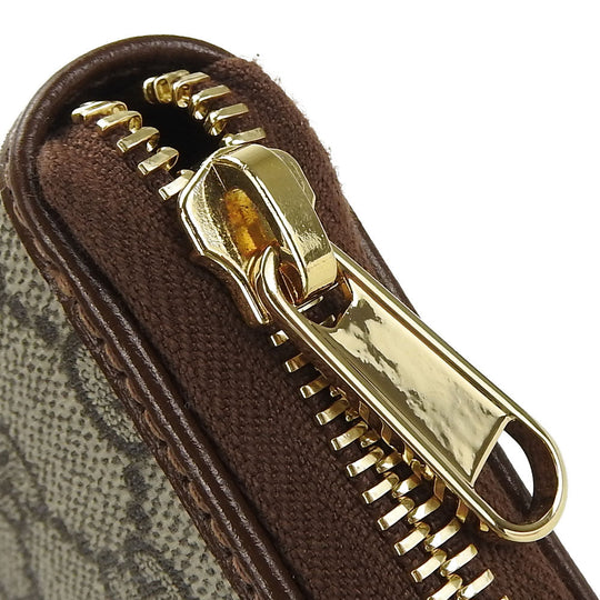 GUCCI Long Wallet Purse 673003 GG Supreme Canvas beige Interlocking G Women Used Authentic