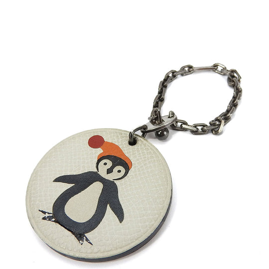 HERMES Bag charm Leather, Silver925 Multi Animal Motif Penguin Women(Unisex) Used Authentic