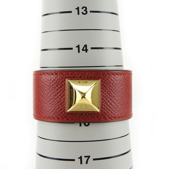 HERMES bracelet Epsom, Metal Red Medor Women Used Authentic