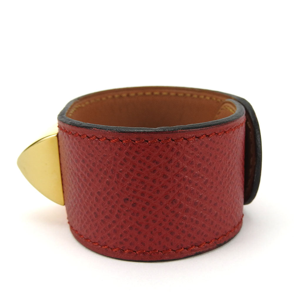 HERMES bracelet Epsom, Metal Red Medor Women Used Authentic