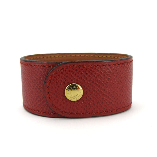 HERMES bracelet Epsom, Metal Red Medor Women Used Authentic