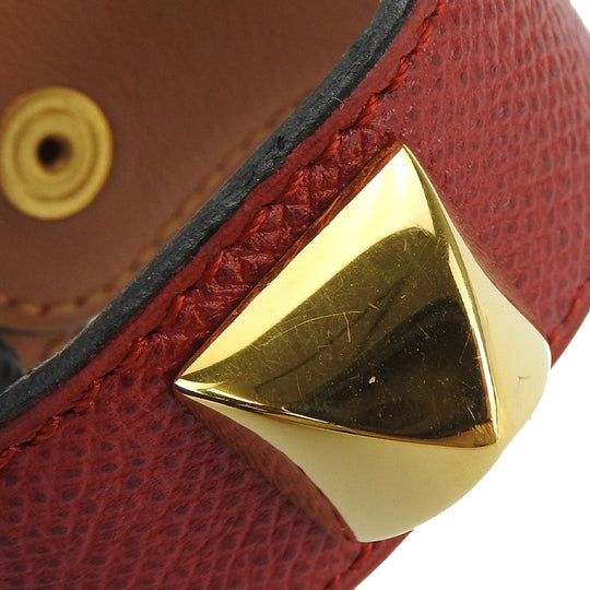 HERMES bracelet Epsom, Metal Red Medor Women Used Authentic