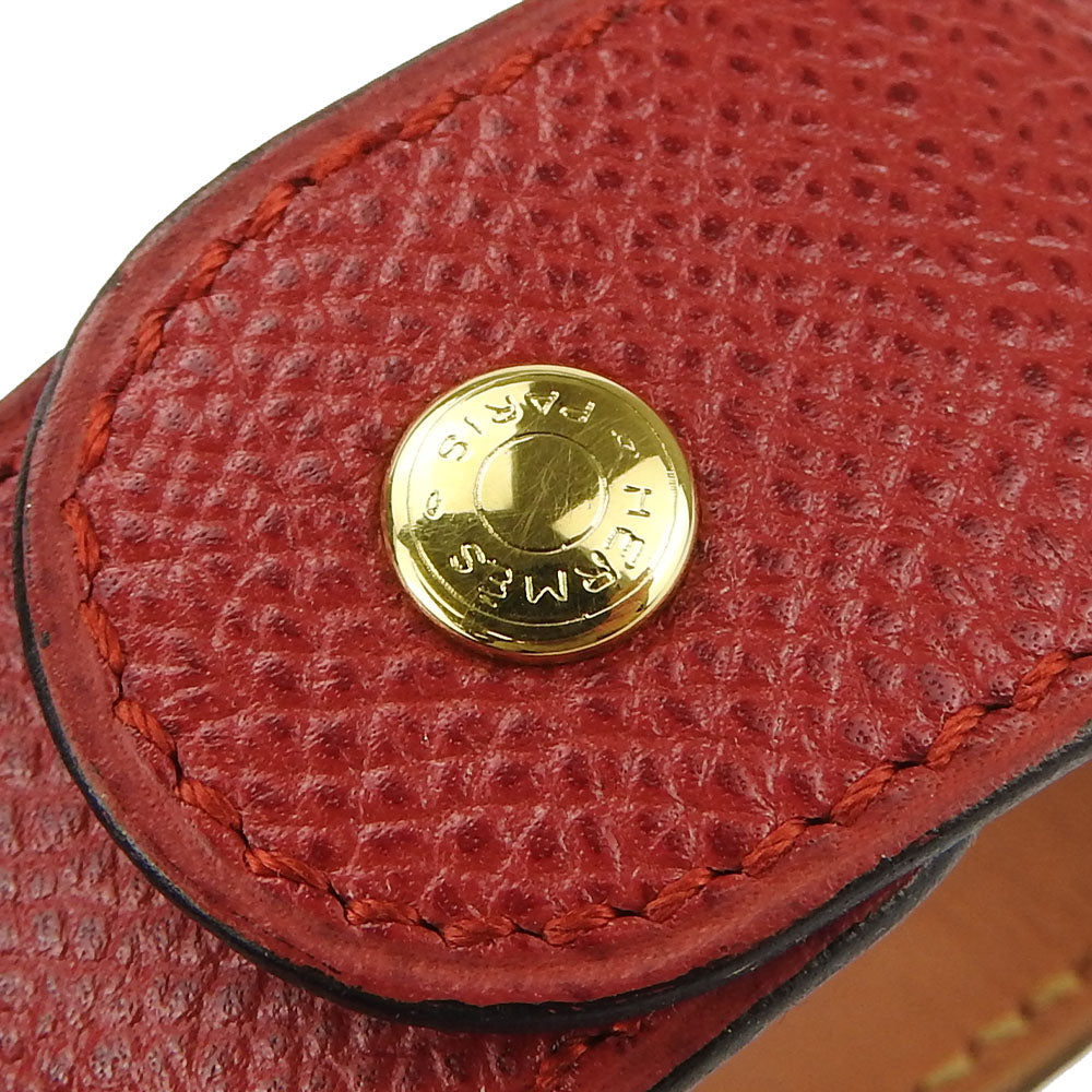 HERMES bracelet Epsom, Metal Red Medor Women Used Authentic