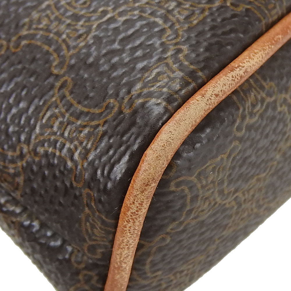 CELINE Pouch PVC, Leather Brown Macadam Women Used Authentic