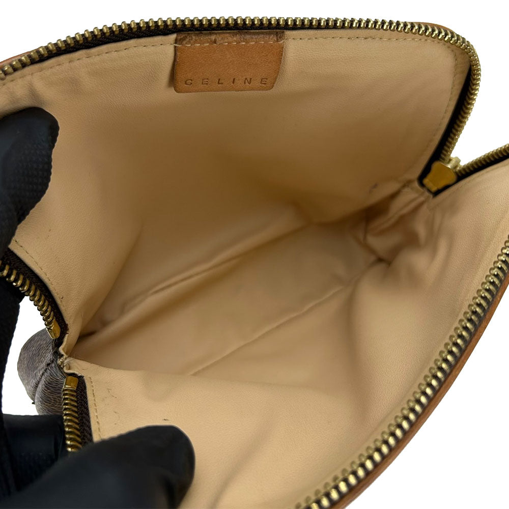 CELINE Pouch PVC, Leather Brown Macadam Women Used Authentic