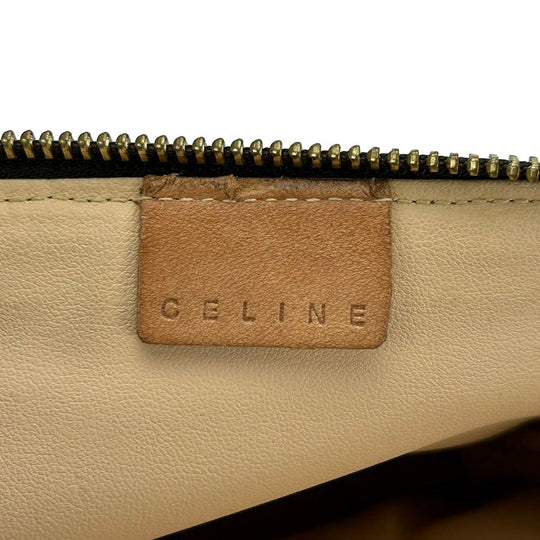CELINE Pouch PVC, Leather Brown Macadam Women Used Authentic