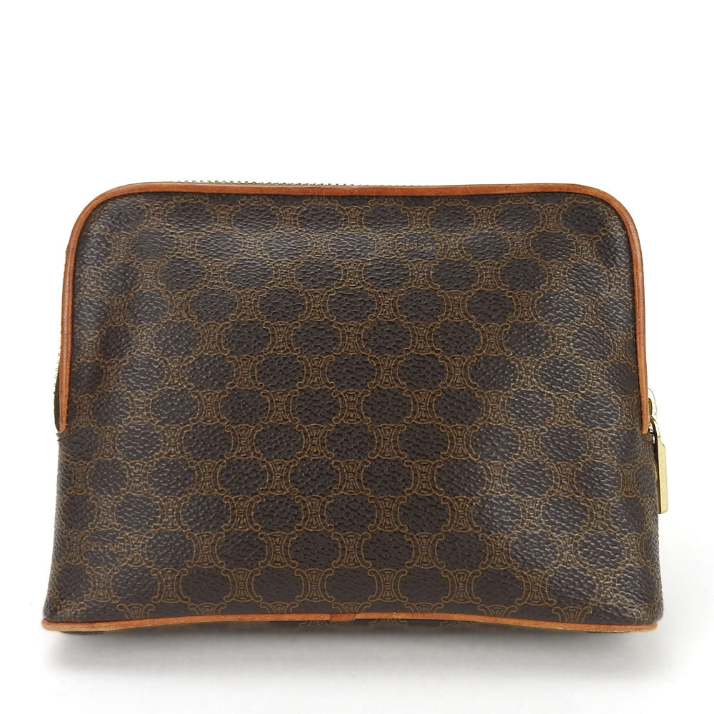 CELINE Pouch PVC, Leather Brown Macadam Women Used Authentic